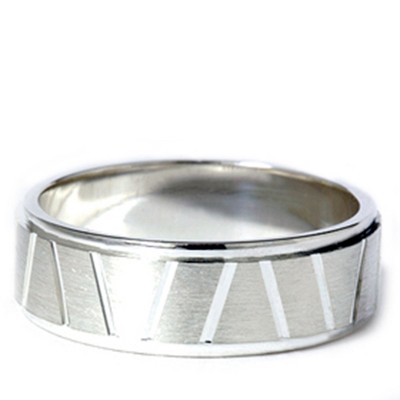 Pompeii3 Mens 14K White Gold Greek Key Wedding Ring Band New