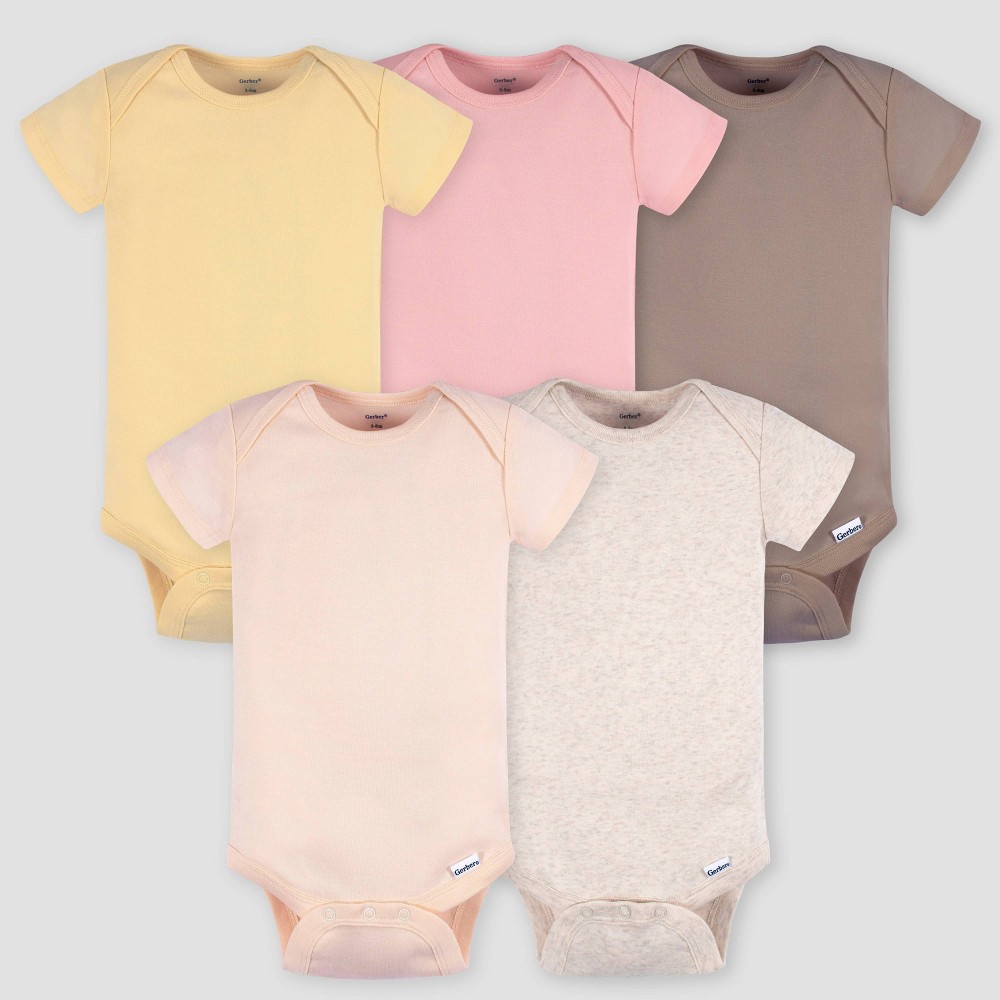 Gerber Baby 5pk Short Sleeve Bodysuit - Pink 18M