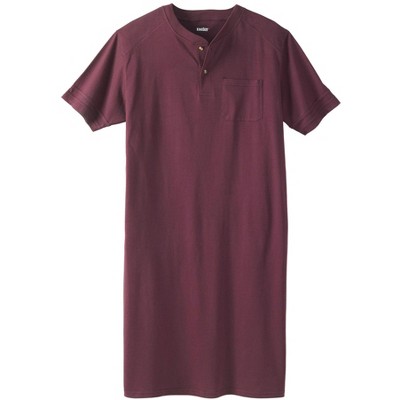 KingSize Men's Big & Tall Short-Sleeve Jersey Henley Nightshirt