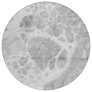 Gray Silver And Ivory Nautical Washable Indoor Outdoor Area Rug - 1 of 4