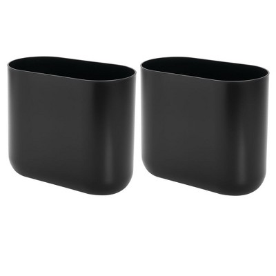 iDesign Set of 2 Small Oval Plastic Bathroom Trash Cans - Black
