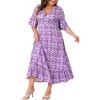 Agnes Orinda Women's Plus Size Boho Floral Bell Sleeve Ruffled Hem Deep V Neck A Line Maxi Dresses - 2 of 4