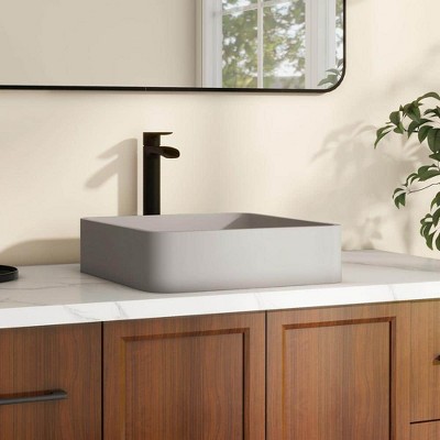Taupe Clay 15.35'' Ceramic Square Above-Counter Bathroom Sink