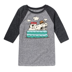 Boys' - Peanuts - Snoopy Sibling Pool Raglan Graphic T-Shirt - 1 of 4