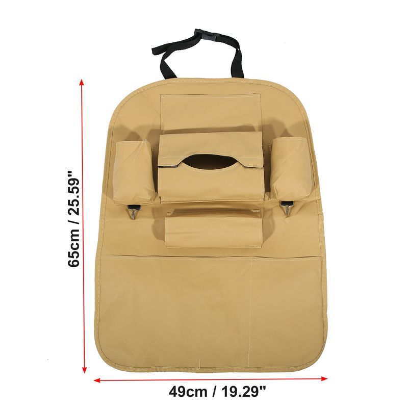 Unique Bargains Backseat Storage Bag with Tissue Box PU Leather Car Back Seat Organizer 1 Pc, 5 of 8