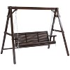 Finnhomy Wooden Hanging Porch Swing - 2 of 4