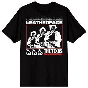 Texas Chainsaw Massacre Repeat Leatherface Adult Black Crew Neck Short Sleeve T-shirt - 1 of 4