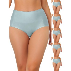 INSPIRE CHIC Women's Tummy Control Unlined High-Waisted Breathable Hipster Underwear 6 Packs - 1 of 4