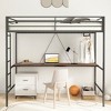 LOVMOR Twin Loft Bed with Cinnamon Wood Desk and Closet Rod, w/ Bulit-in Ladder & Safety Guardrail No Box Spring Needed, for Kids Bedroom - 2 of 4