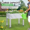 Infurnic Planters, Tall Raised Garden Bed with Wheels and Drain Holes, Portable Planter Box for Patio Balcony Backyard, White, 30.04"*17.72"*28.9" - 4 of 4