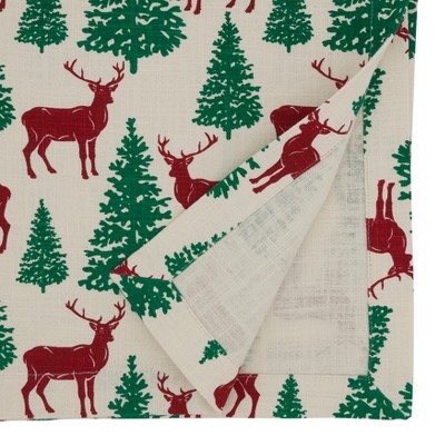 Festive Red and Green Cotton Christmas Table Runner