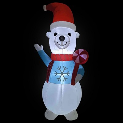 8.25' Pre-lit Inflatable Polar Bear with Santa Hat and Scarf