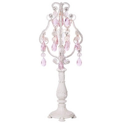 Regency Hill Pink Droplet 19 1/2" High White Mini Chandelier Accent Lamp