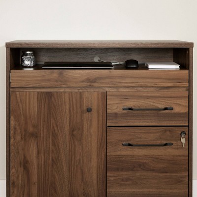 South Shore Flam 44'' Natural Walnut Multi-Function Secretary Desk