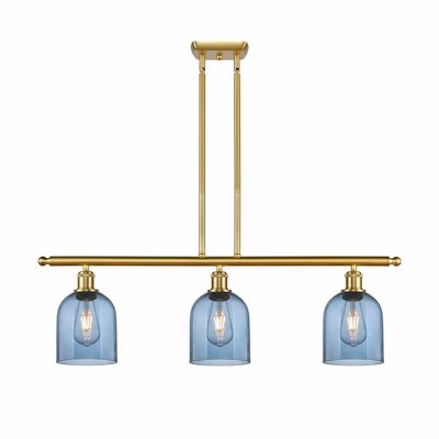 Bella - 3 Light Stem Hung Island In Industrial Style-10 Inches Tall and 36 Inches Wide