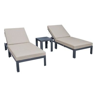 Chelsea Beige Aluminum Outdoor Chaise Lounge with Cushions