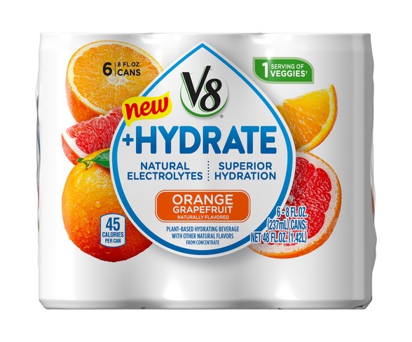 V8 +Hydrate Orange Grapefruit Juice Drink - 6pk/8 fl oz Cans