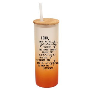 Elanze Designs Serenity Prayer Lord Grant Me Flowers Wrap-Around Design 25 Ounce Frosted Gradient Glass On-The-Go Coffee Travel Skinny Tumbler Mug - 1 of 1