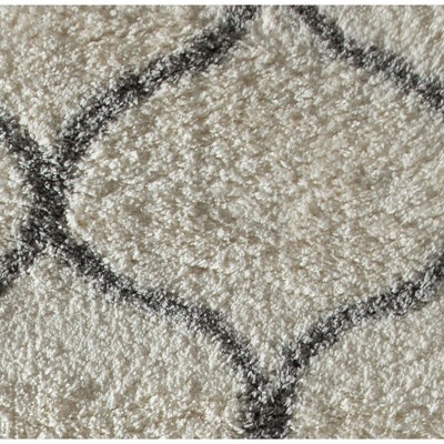 Luxurious Grey Ivory Links 8' x 10' Hand-Knotted Shag Area Rug
