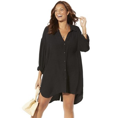 Swimsuits for All Women's Shea High-Low Button Front Cover Up Shirt (Plus Sizes Available)