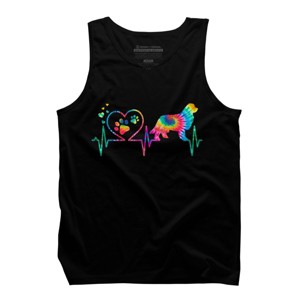 Men's Design By Humans Newfoundland Tie Dye Heart Beat Paw Prints By MiuMiuShop Tank Top - 1 of 2