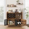 Coffee Bar Cabinet, Vintage Buffet Storage Cabiniet with Mesh Doors, Accent Wine Bar Liquor Cabinet with Wine Rack - 4 of 4