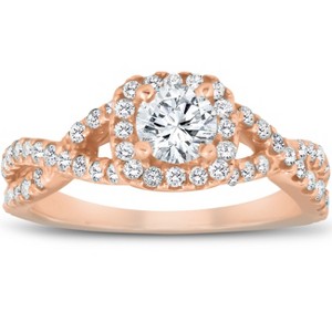 Pompeii3 1 Ct Diamond Cushion Halo Engagement Ring 14k Rose Gold - 1 of 4