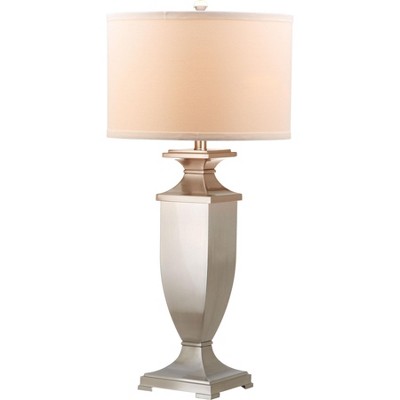 Ambler Set of 2 Nickel Table Lamps with White Cotton Drum Shades