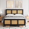 Whizmax Four Size Bed Frame with Rattan Headboard and Footboard, Rattan Platform Bed Frame, Mattress Foundation, No Box Spring Needed, Black - 2 of 4
