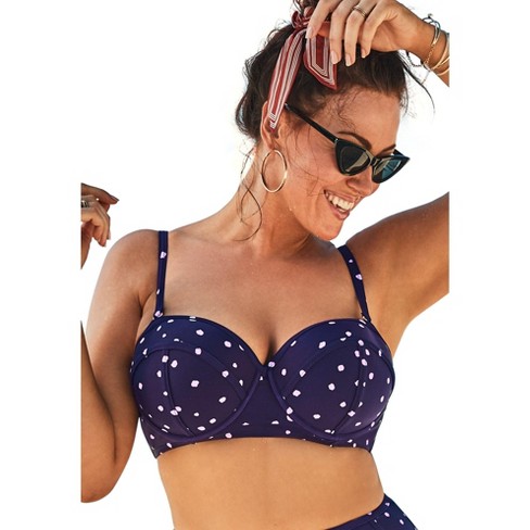 Swimsuits For All Women's Plus Size Bra Sized Drape Front Underwire Bikini  Top