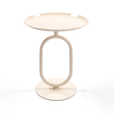 Syemin End Tables Lantern-shaped Metal End Table Small Round Side Table Small Accent Pedestal Table Corners Small Spaces, White, 18.9"*18.9"*21.2"