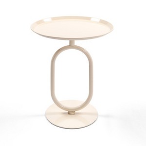Syemin End Tables Lantern-shaped Metal End Table Small Round Side Table Small Accent Pedestal Table Corners Small Spaces, White, 18.9"*18.9"*21.2" - 1 of 4