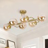 PAKOKULA 6-Light Gold Sputnik Modern Linear Bubble Chandelier with Amber Glass Shade - 3 of 4