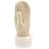 French Connection Women's Knit Mittens with Plush Faux Pile High Fleece Cuff - Cozy Winter Gloves for Maximum Warmth and Style in Cream - 4 of 4
