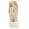 French Connection Women's Knit Mittens with Plush Faux Pile High Fleece Cuff - Cozy Winter Gloves for Maximum Warmth and Style in Cream - image 4 of 4