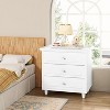 Hooseng 3 Drawers Nightstand with Wood Legs,Modern White Drawers Dresser Bedside Nightstand for Bedroom,Living Room - 4 of 4