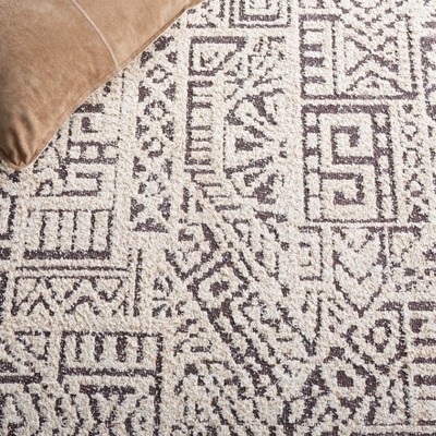 Ivory Geometric Flat Woven Rectangular Area Rug, 3' x 5'