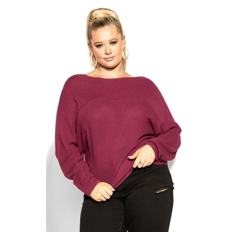 Women's Plus Size  Romance Sweater - sangria | CITY CHIC, 1 of 4