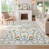 Non-Slip Ultra-Thin Flower Print Dining Room Rug, Non-Shedding Farmhouse Indoor Mat, Washable Floor Mats, Easy to Clean - 2 of 4