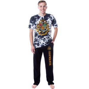 Harry Potter Mens' Hogwarts All Houses Sleep Pajama Set - 1 of 3