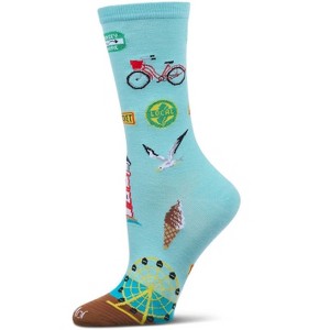 Memoi Women's New Jersey Rayon From Bamboo Crew Socks Aqua 9-11 - 1 of 3