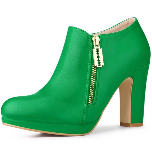 Green shop booties heels