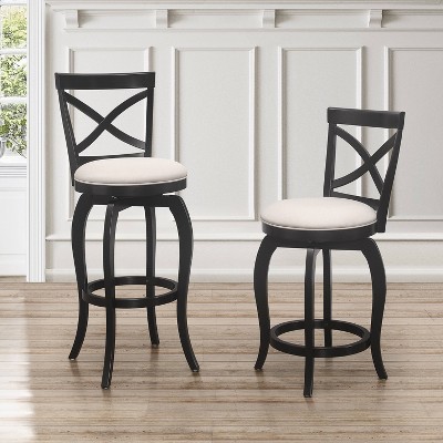 Ellendale 38'' Black Wood Swivel Counter Height Stool with Fog Gray Seat