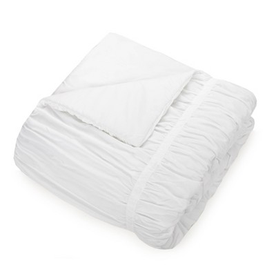 Emily White Ruched Polyester Full Comforter Set
