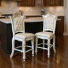 HomeRoots Set of Two 24" Pearl and White Faux Leather and Wood Counter Height Bar Chairs - 2 of 4