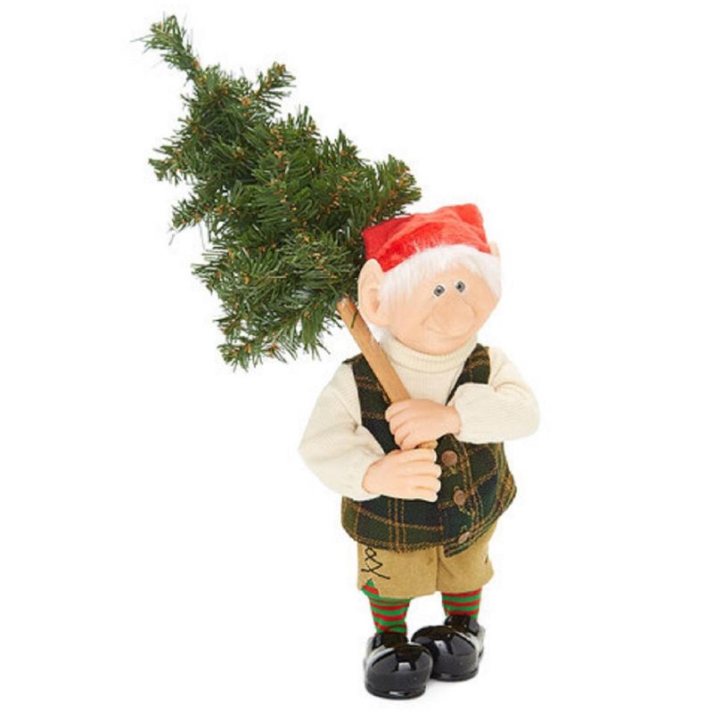 Northlight 11" Elf with Tree Christmas Tabletop Figure, 1 of 2