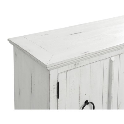 Rustic White Solid Wood TV Stand with Cabinet