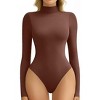 Avidlove Bodysuits for Women High Neck Long Sleeve Body Suits Snap Closure Double Lined Mock Neck Bodysuit Soft Rose Red L - 2 of 4