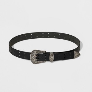 Women's Double Perf Western Belt - Wild Fable™ Black - 1 of 2