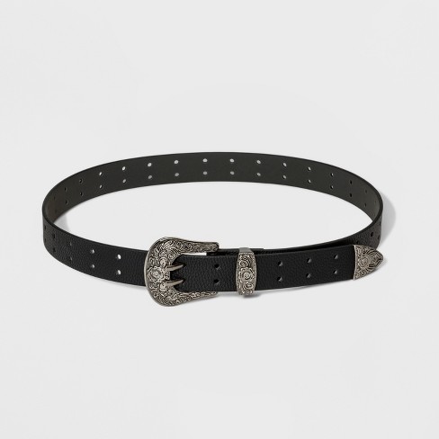 Women's Double Perf Western Belt - Wild Fable™ Black XS